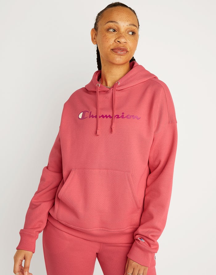 Champion Powerblend Fleece Relaxed Script Logo - Naisten Koralli Huppari - Suomi 6235917-LY